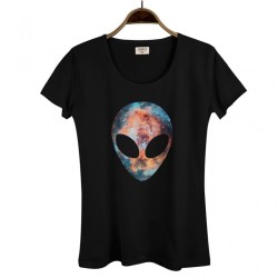 Bant Giyim - Alien Cosmos Kadın Siyah T-shirt - Thumbnail