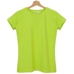 Bant Giyim - Dar Kesim Bisiklet Yaka Kadın Yeşil T-shirt - Thumbnail