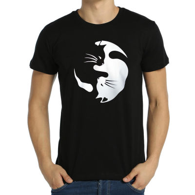Bant Giyim - Yin Yang Kedi Siyah T-shirt