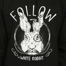 Bant Giyim - Follow White Rabbit Siyah Hoodie - Thumbnail