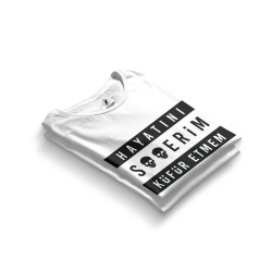  Contra Hayatını S**erim Küfür Etmem Beyaz T-shirt (OUTLET) - Thumbnail