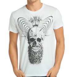 Bant Giyim - Illuminated Skull Beyaz T-shirt - Thumbnail