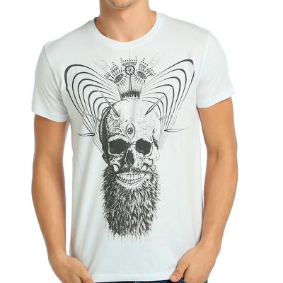 Bant Giyim - Illuminated Skull Beyaz T-shirt