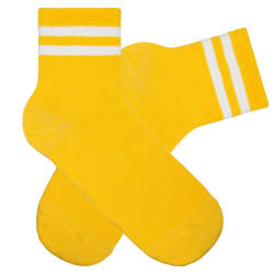 SA - Beyaz Çizgili Sarı Çorap - Thumbnail