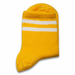 SA - Beyaz Çizgili Sarı Çorap - Thumbnail