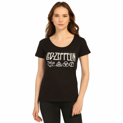 Bant Giyim - Bant Giyim - Led Zeppelin Kadın Siyah T-shirt