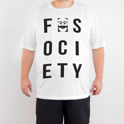 Bant Giyim - Mr. Robot F. Society 4XL Beyaz T-shirt