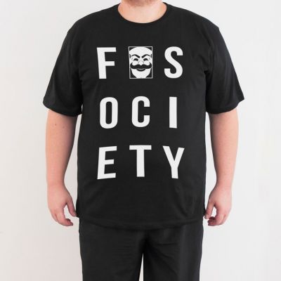 Bant Giyim - Mr. Robot F. Society 4XL Siyah T-shirt