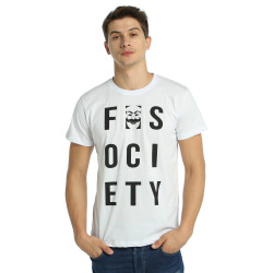 Bant Giyim - Mr. Robot F. Society Beyaz T-shirt - Thumbnail