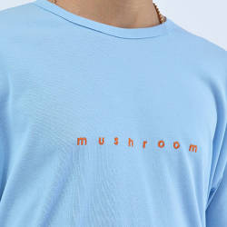 Mushroom Logo Embroidered Blue T-shirt - Thumbnail