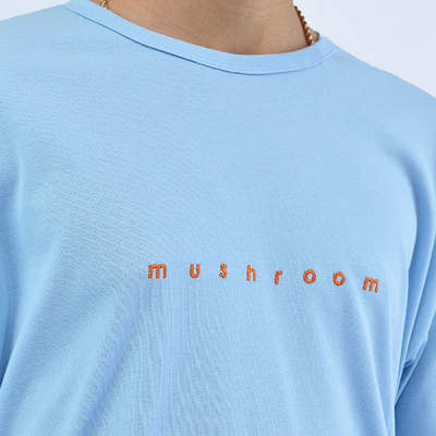 Mushroom Logo Embroidered Blue T-shirt