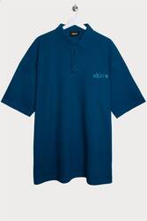 Mavi Polo Yaka Oversize T-shirt - Thumbnail