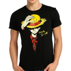 Bant Giyim - One Piece Monkey D. Luffy Siyah T-shirt - Thumbnail
