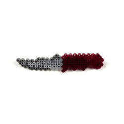 Pixel Art Flip Knife Kırmızı-Gri Rozet - Thumbnail