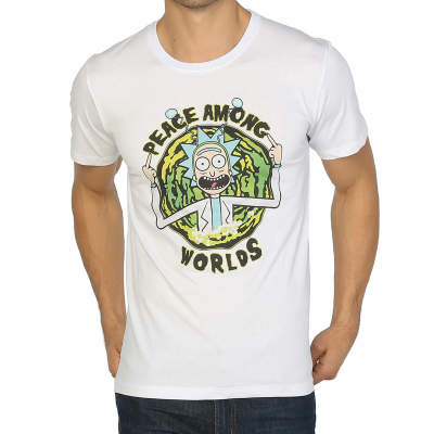 Bant Giyim - Bant Giyim - Rick And Morty Peace Among Worlds Beyaz T-shirt