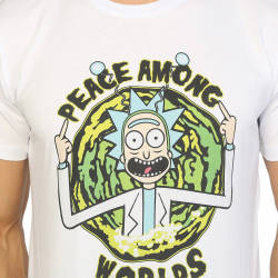 Bant Giyim - Rick And Morty Peace Among Worlds Beyaz T-shirt - Thumbnail