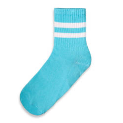 SA - Beyaz Çizgili Açık Mavi Çorap - Thumbnail