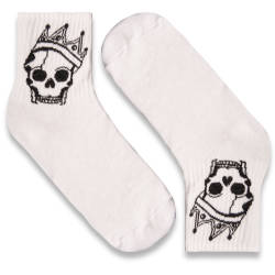 SA - King Skull Beyaz Çorap - Thumbnail