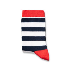 SA - Lacivert & Kırmızı Şeritli Çorap - Thumbnail