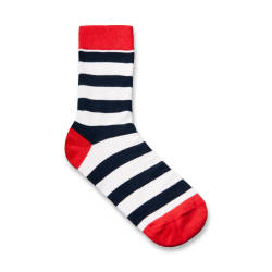 SA - Lacivert & Kırmızı Şeritli Çorap - Thumbnail