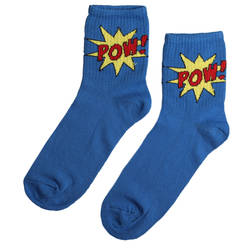 SA - Pow Kısa Mavi Çorap - Thumbnail