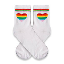 SA - Rainbow Love Beyaz Çorap - Thumbnail
