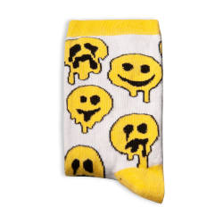 SA - Smile Emoji Beyaz Çorap - Thumbnail