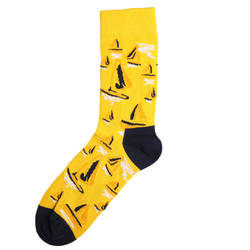 SA - Yelken Desenli Sarı Çorap - Thumbnail