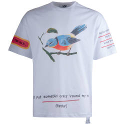 Saw - Bird Oversize Beyaz T-shirt - Thumbnail
