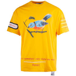Saw - Bird Oversize Sarı T-shirt - Thumbnail