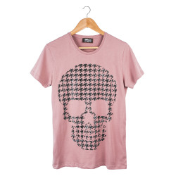 Two Bucks - Dots Skull Pembe T-shirt - Thumbnail