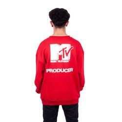 Two Bucks - MTV Oversize Kırmızı Sweatshirt - Thumbnail