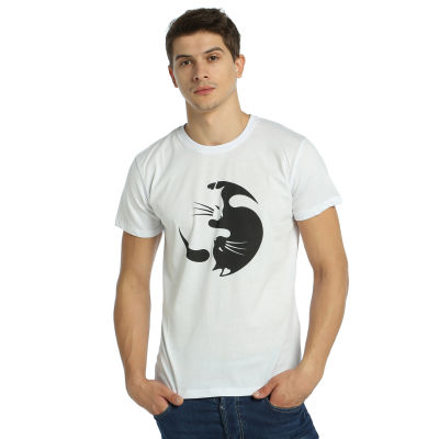 Bant Giyim - Yin Yang Kedi Beyaz T-shirt